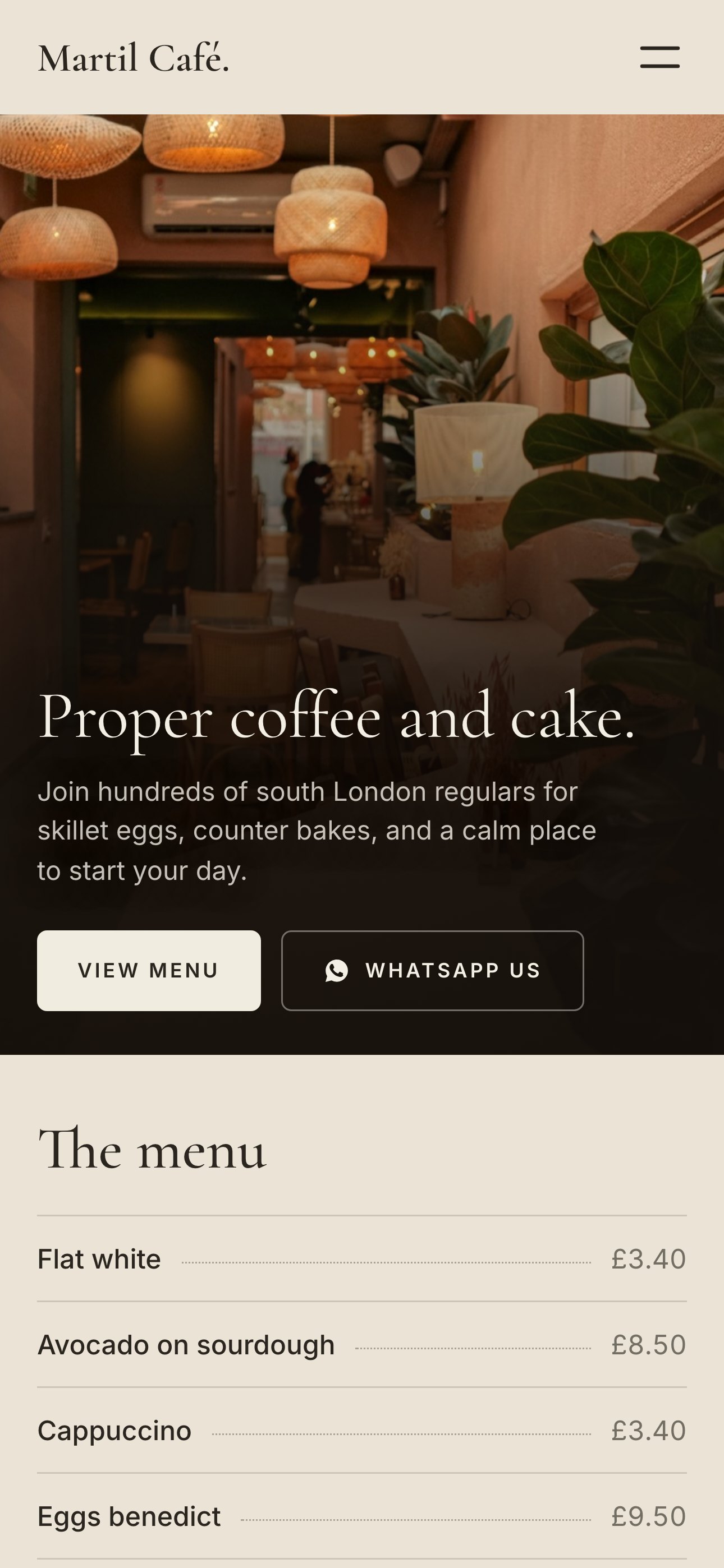 The website we built for Martil Cafe