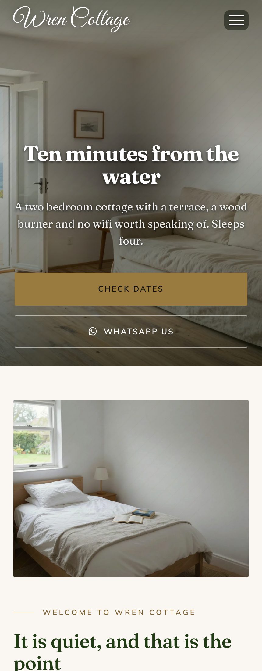An example website for a holiday let