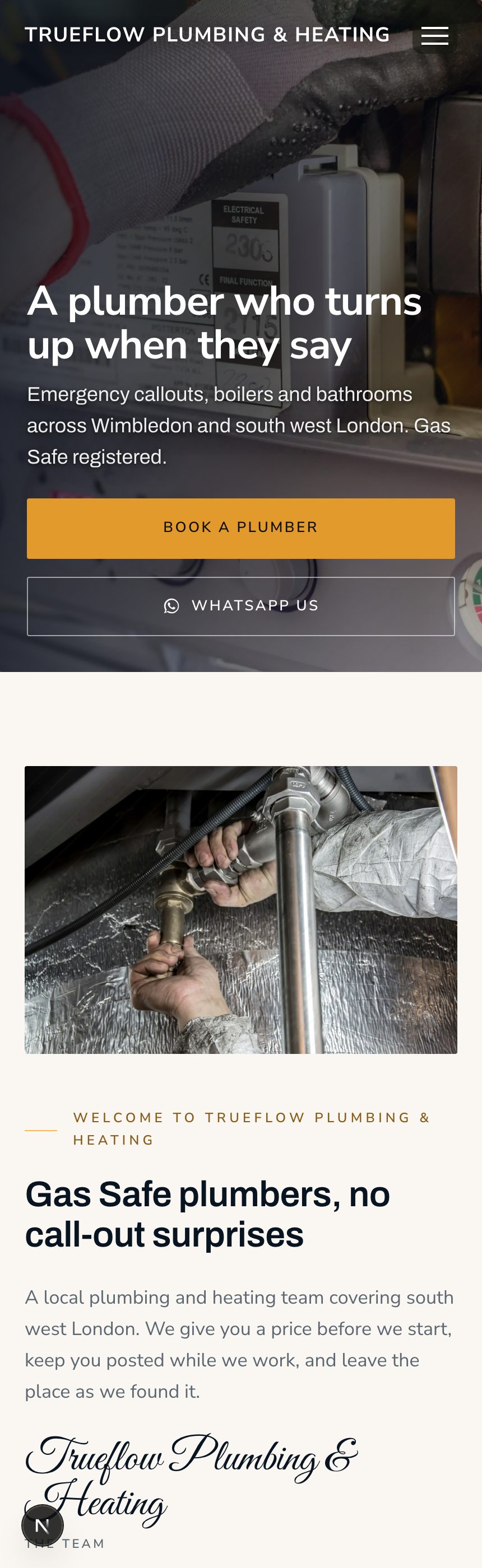 An example website for a trade business