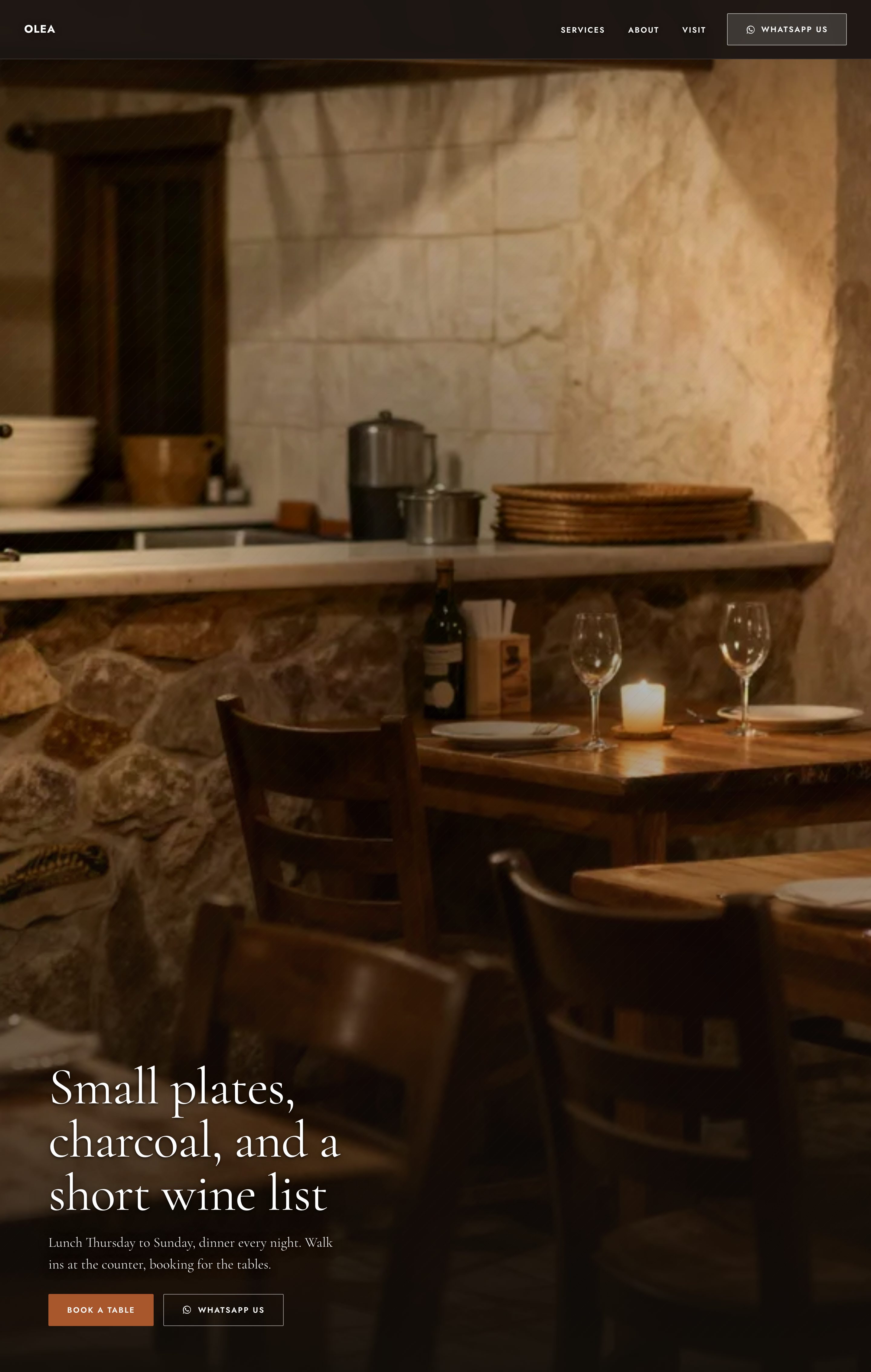 An example website for a restaurant