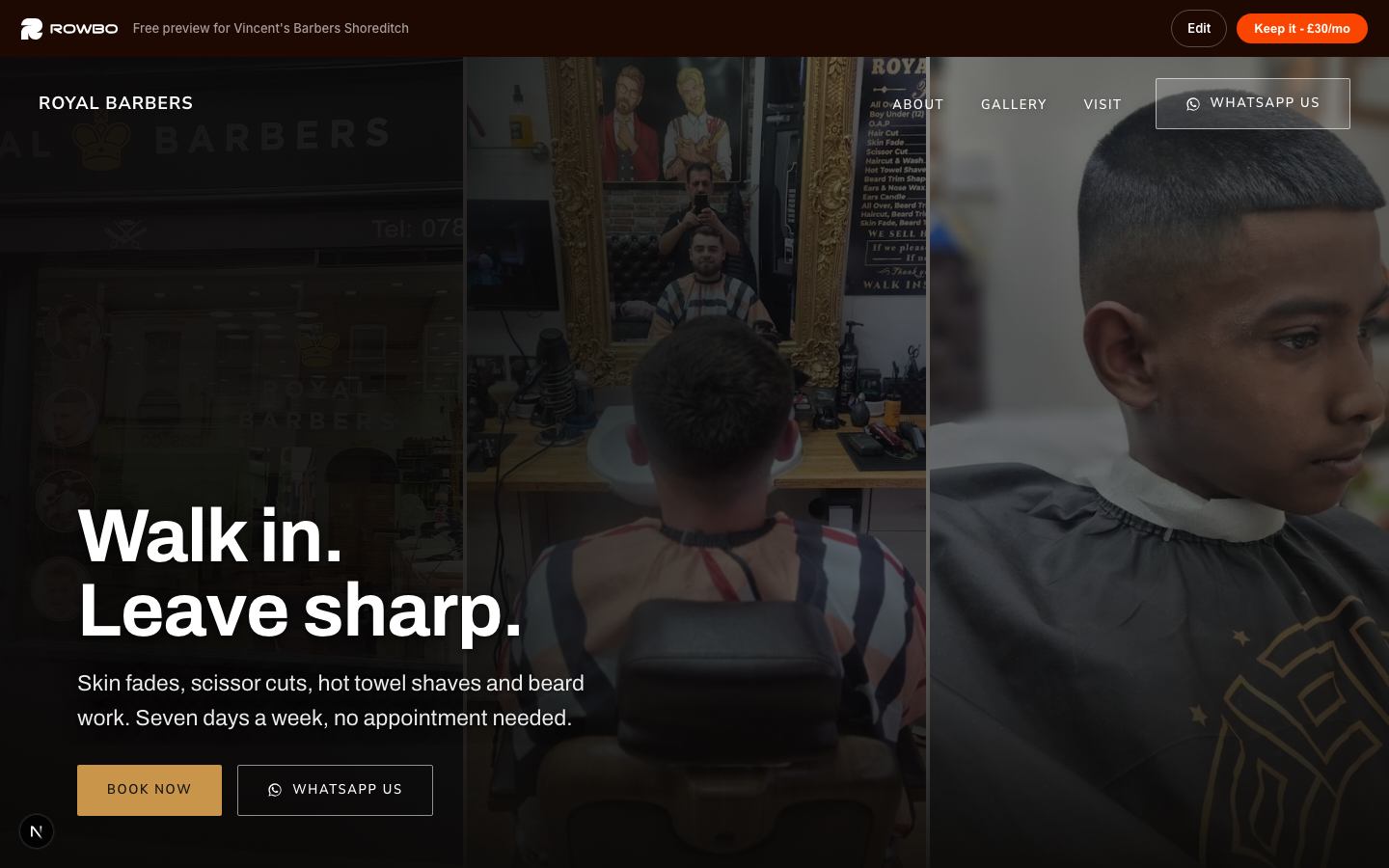 The website we built for Royal Barbers