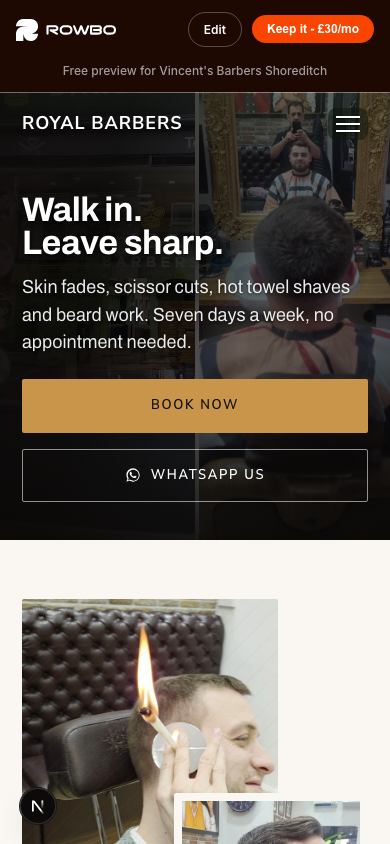 The website we built for Royal Barbers