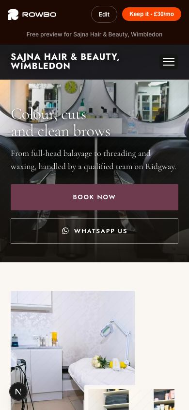 The website we built for Sajna Hair & Beauty